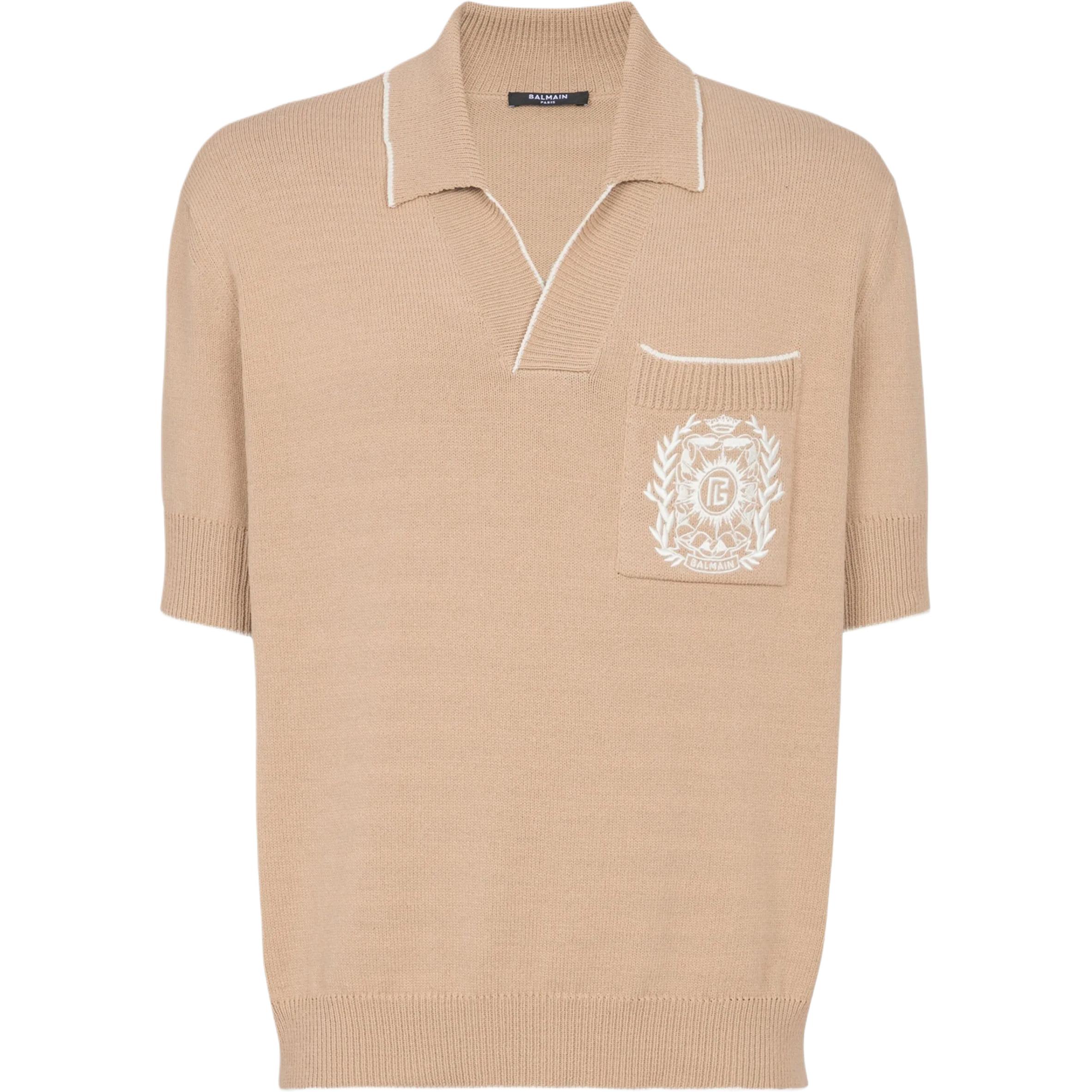 Мужская футболка BALMAIN BALMAIN SS25 VLogoPolo (бежевая)