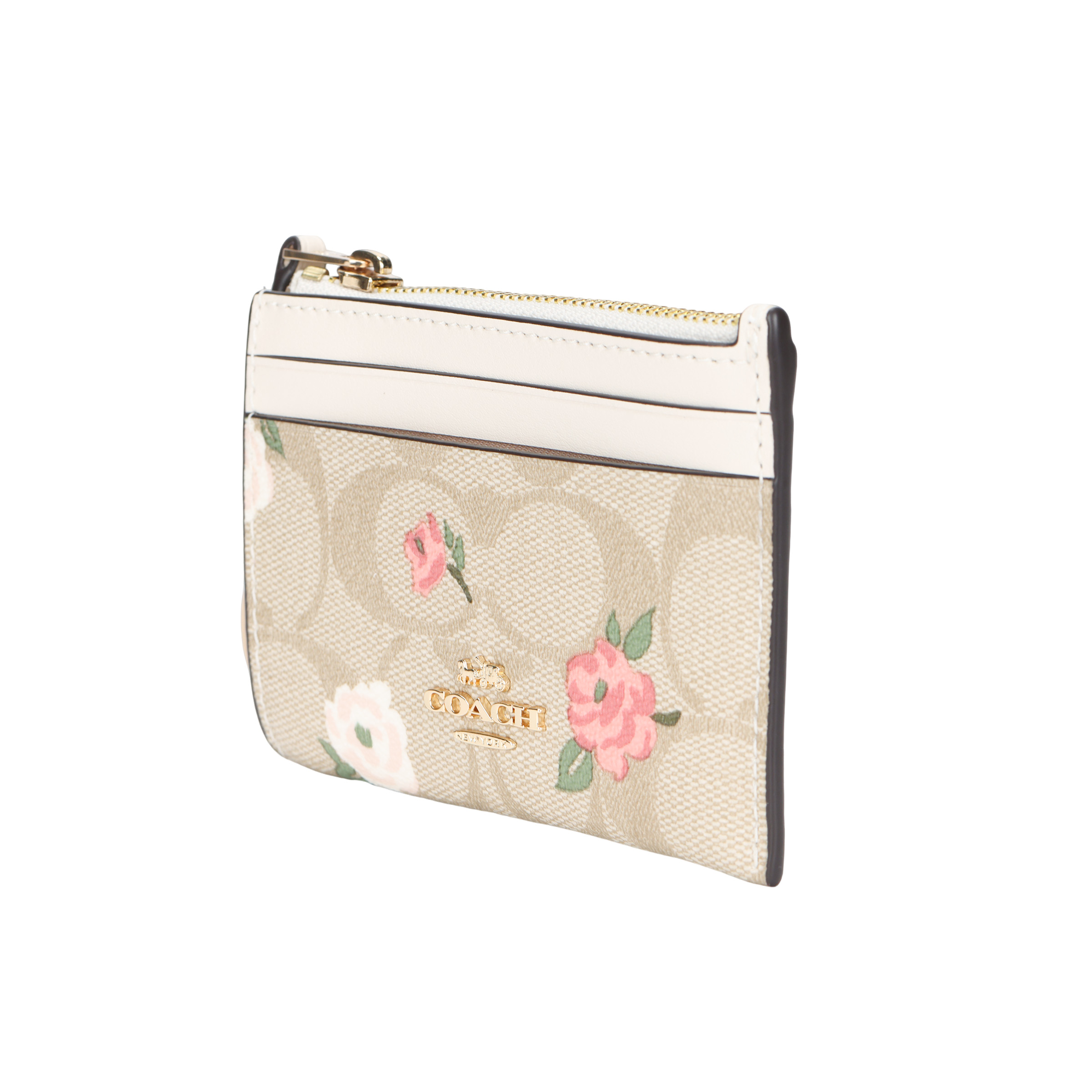 Женский кошелек COACH Skinny Id Case (бежево-розовый) — фото 2