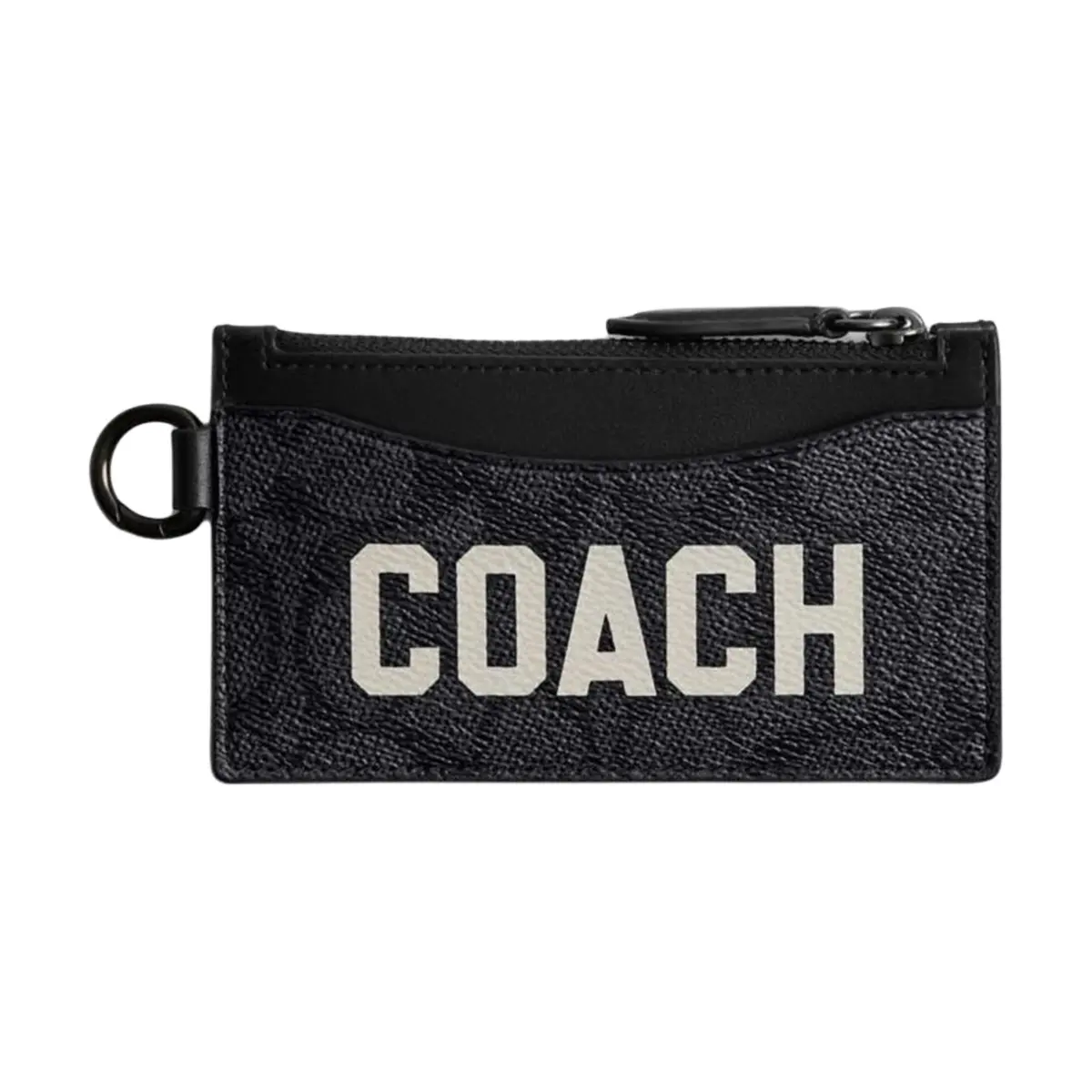COACH Card Case Coated Canvas With Calfskin Card Holder Regular Men's Charcoal Gray