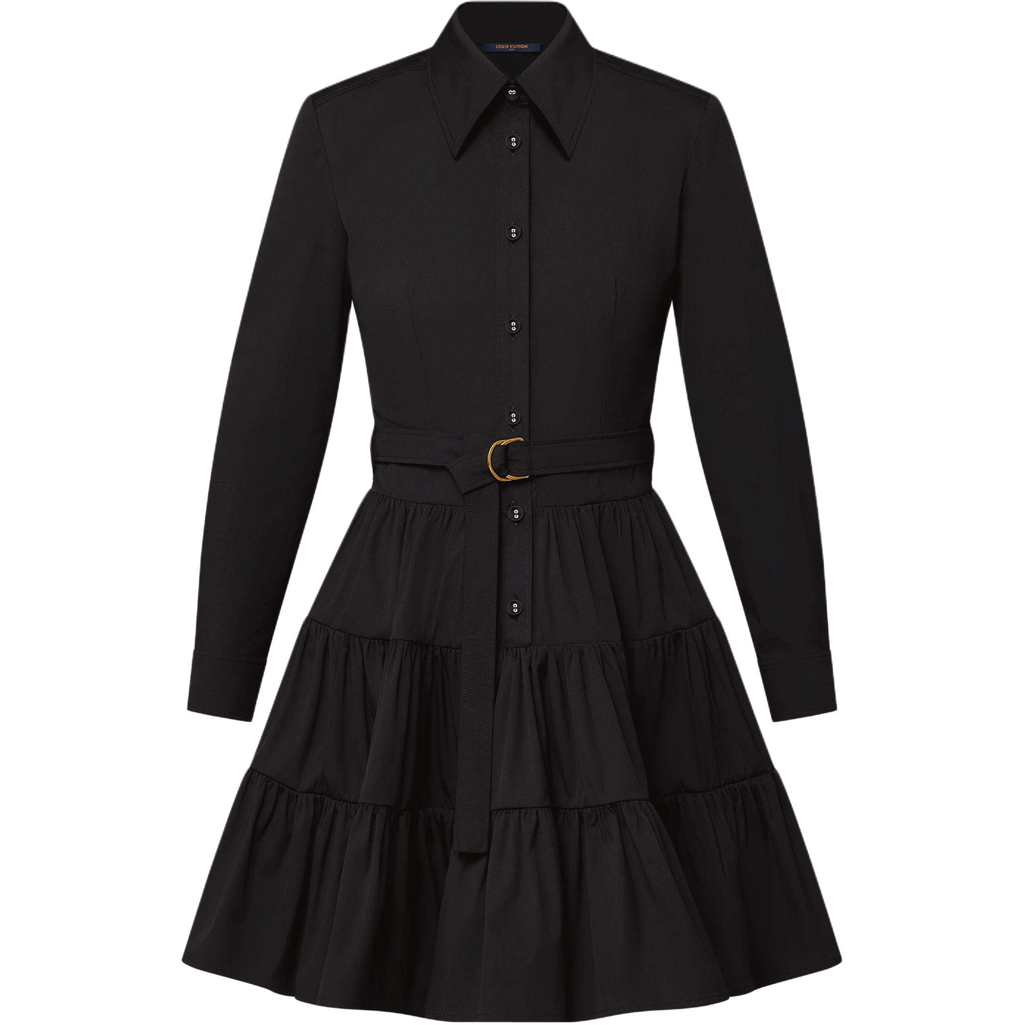 LOUIS VUITTON Belted Tiered Shirt Dress