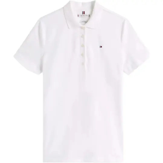 Tommy Hilfiger Американская повседневная теннисная одежда, однотонный базовый пуловер, тонкая рубашка-поло с короткими рукавами для женщин