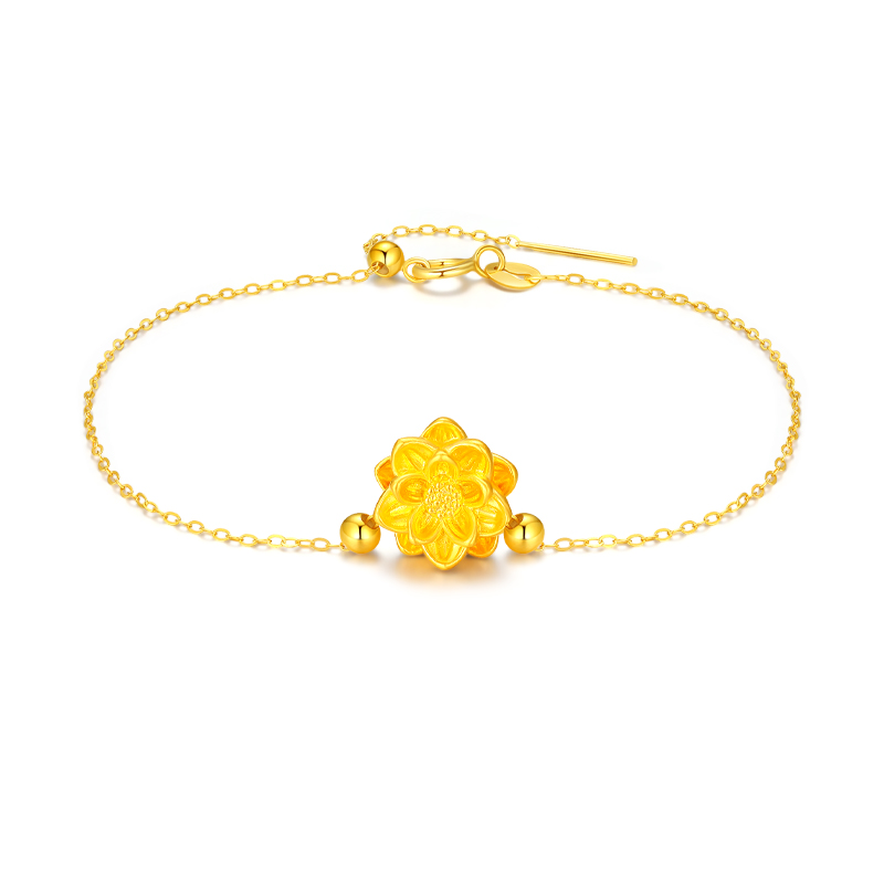 Protective amulet, universal creative design adjustable golden one bead bracelet, Chinese style, high-quality style