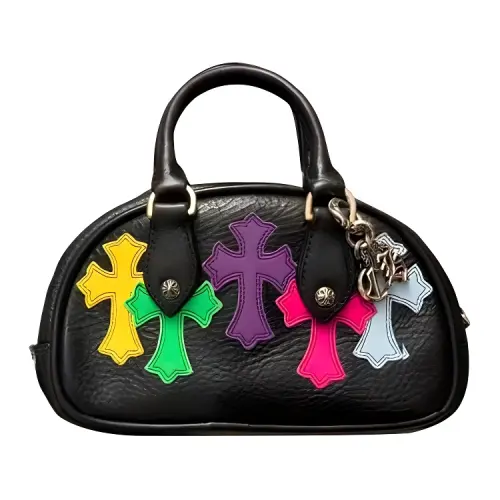 Chrome Hearts Leather Bowling Bag, Shoulder Bag, Crossbody Bag, Handbag Mini Women's Black