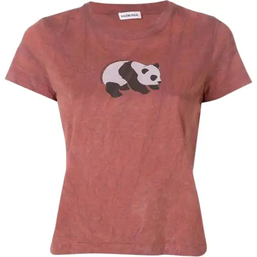 Balenciaga Panda Logo T Shirt Red