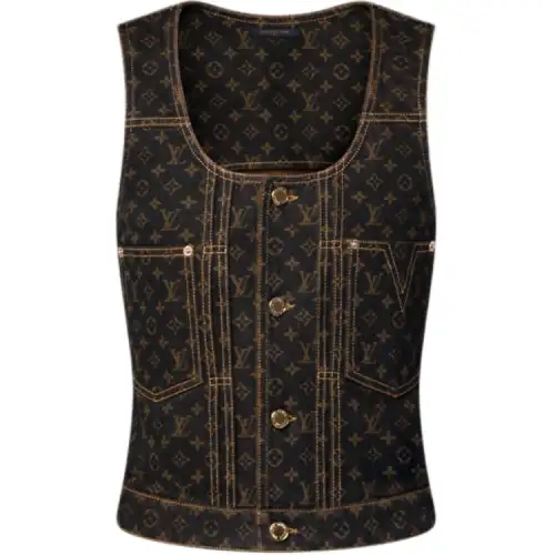 LOUIS VUITTON Monogram Denim Button Front Top