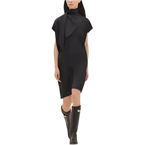 HERMES Sleeveless Dresses Women's Black Turtleneck Moderate Short