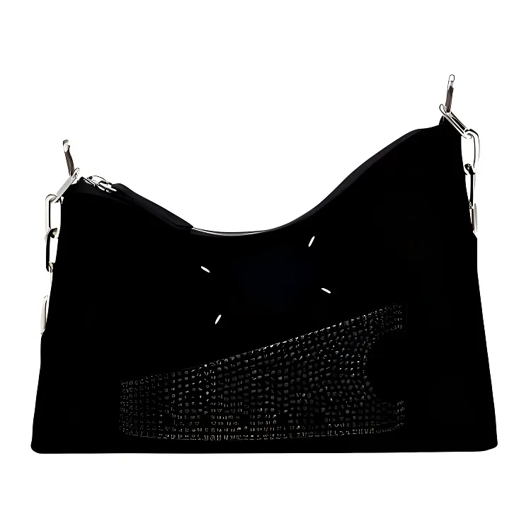 Maison Margiela Snatched Fabric Hobo Bag, Shoulder Bag Small Women's Black