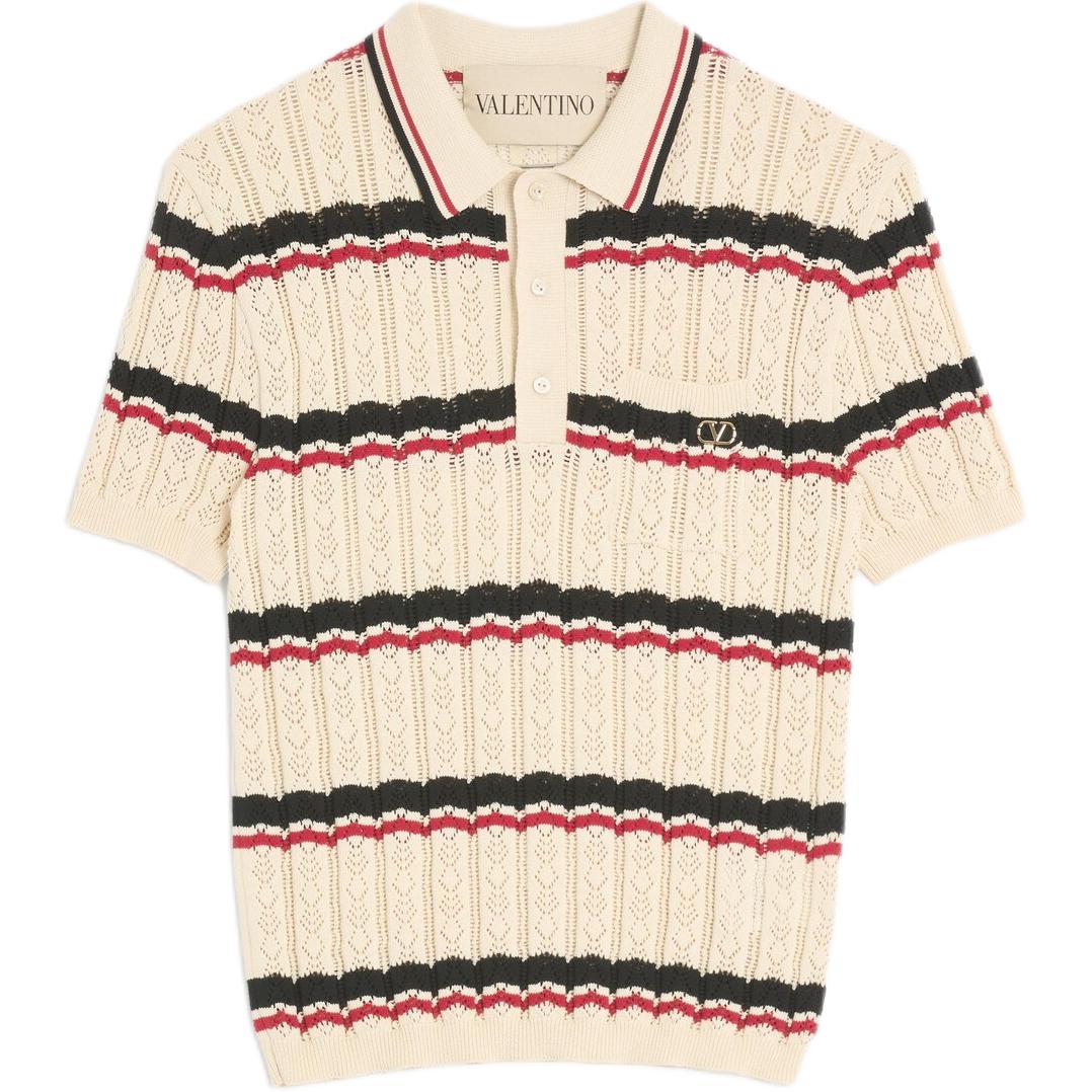 Мужская рубашка поло Valentino SS25 LogoPolo (кремовая)