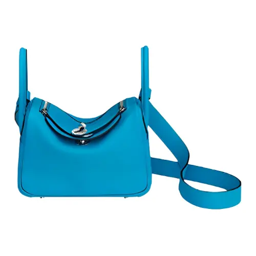 HERMES Lindy Swift Leather Handbag Mini 19 Women's 0F Bleu Frida Blue
