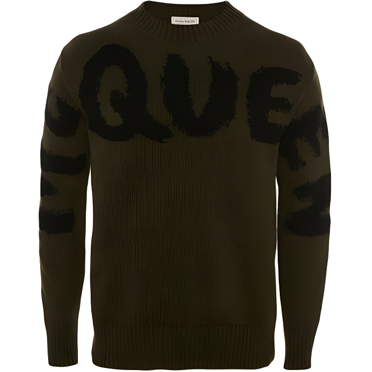 Мужской свитер Alexander McQueen Graffiti (хаки)
