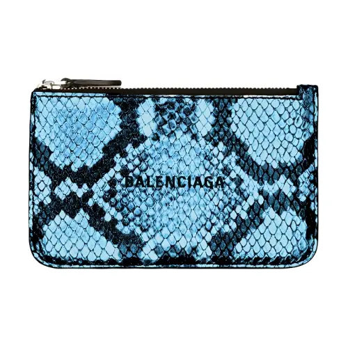 Balenciaga Cash Cow Leather Card Holder Women's Snakeskin Blue
