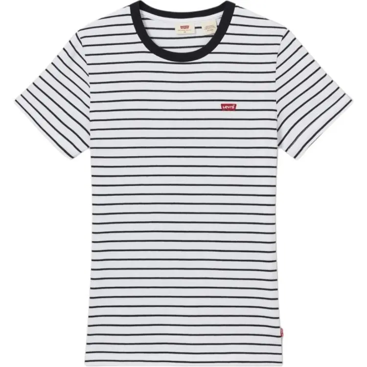 Levi's T-Shirts Women's Black White Crew Neck Moderate