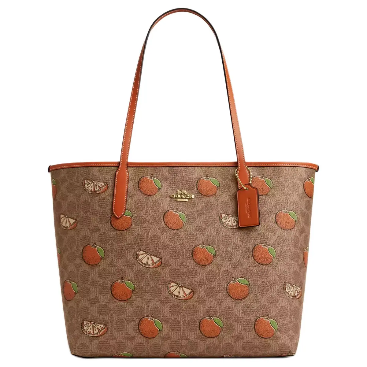 COACH City Coated Canvas Tote Bag, Shopping Bag, Shoulder Bag, Handbag Large Women's Gold With Bronze