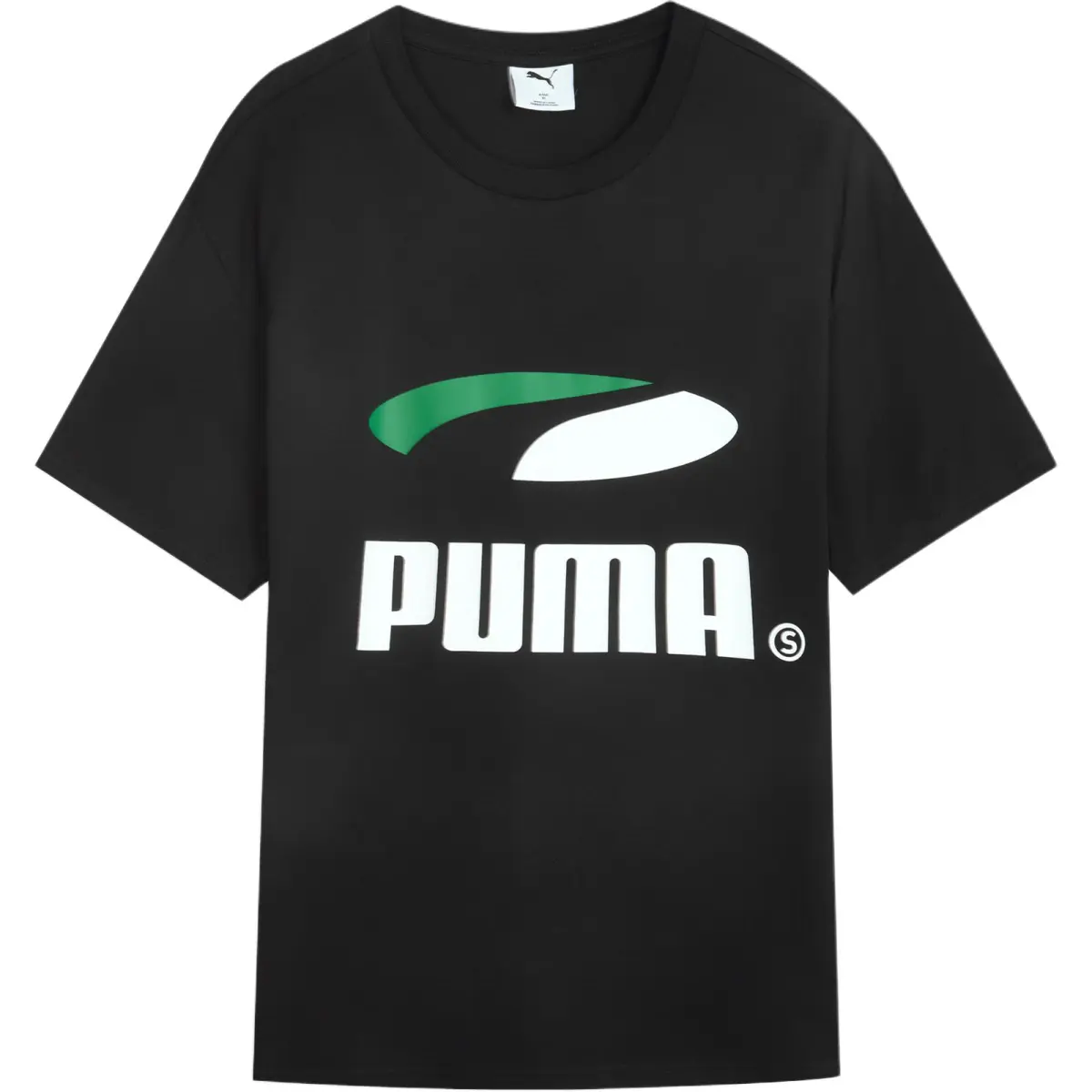 PUMA T-Shirts Unisex Black Crew Neck Moderate Straight Fit