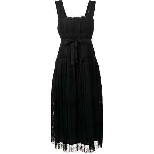 Bottega Veneta Slip Dresses Women's Black Boat Neck Moderate Mid Length