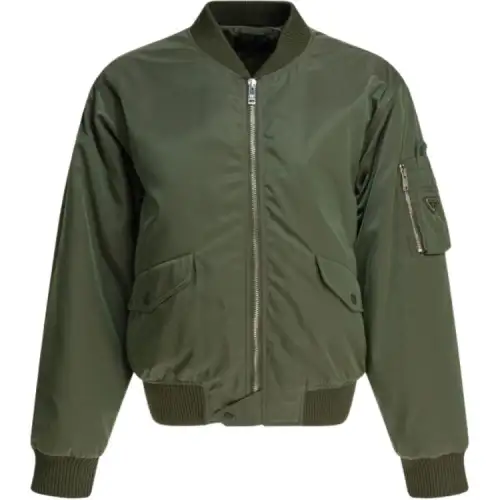 Prada Triangle-Logo Zipped Bomber Jacket