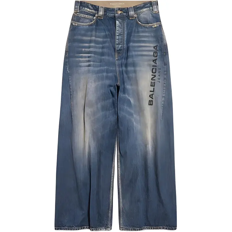 Balenciaga Logo Embroidered Straight Leg Jeans