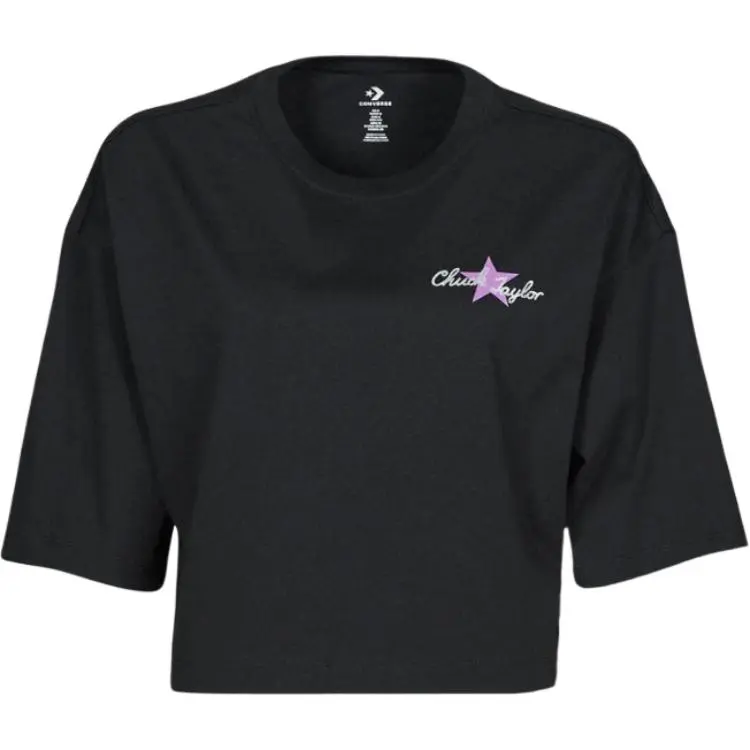 Converse T-Shirts Women's Black Crew Neck