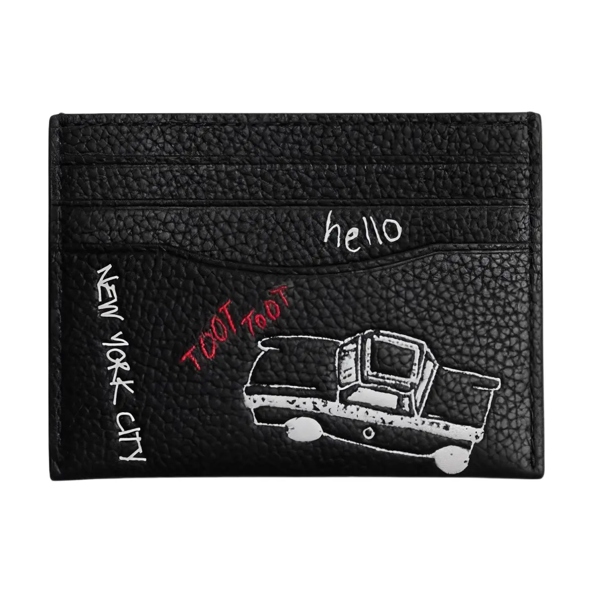 COACH Leather Card Holder Unisex Black