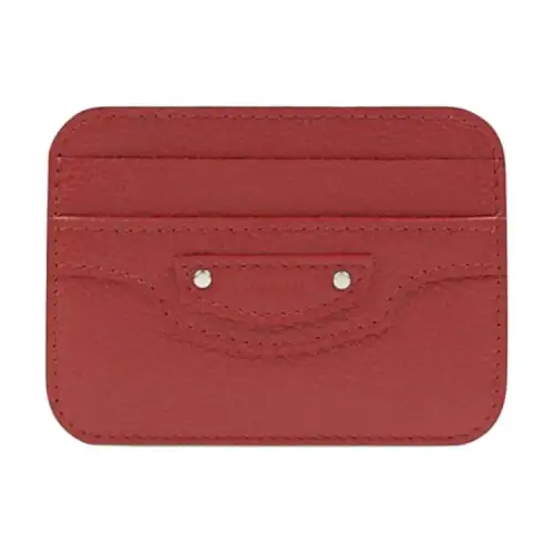 Balenciaga Grain Calfskin Card Holder Unisex China Red