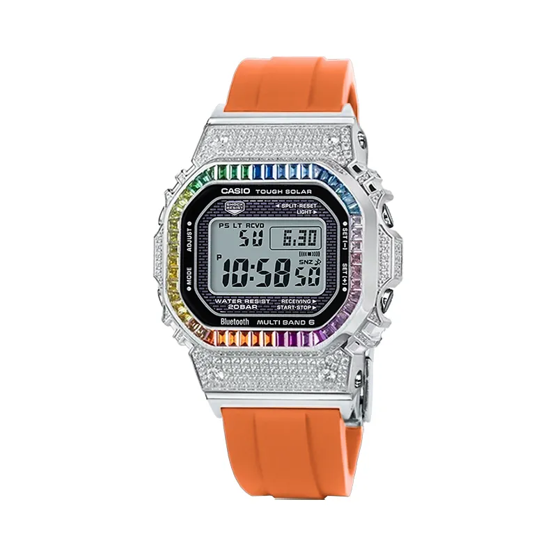 CASIO Custom Collection Bluetooth Solar Movement Resin Strap Watch Unisex Gray Dial