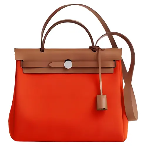 HERMES Herbag Zip Officier Canvas With Hunter Cow Leather Shoulder Bag, Crossbody Bag, Handbag 31 Unisex