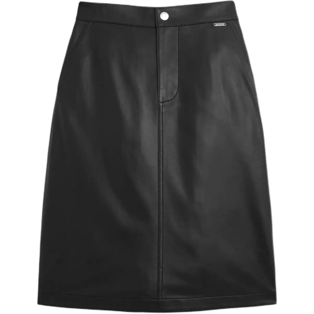 COACH Leather Long Skirt Women's Black