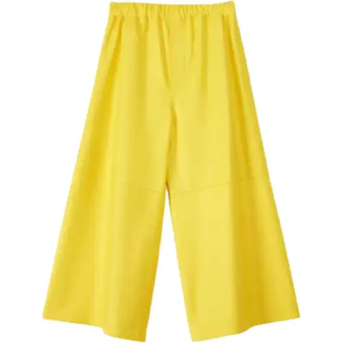 LOEWE Leather Pants Women's Yellow Moderate Wide Leg Pants