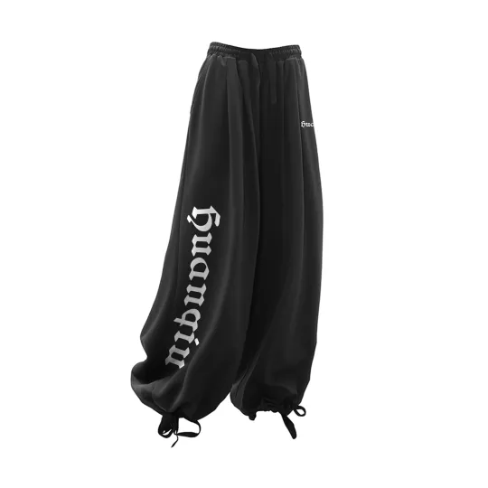 HUANQIU Casual Pants Unisex Moderate Wide Leg Pants