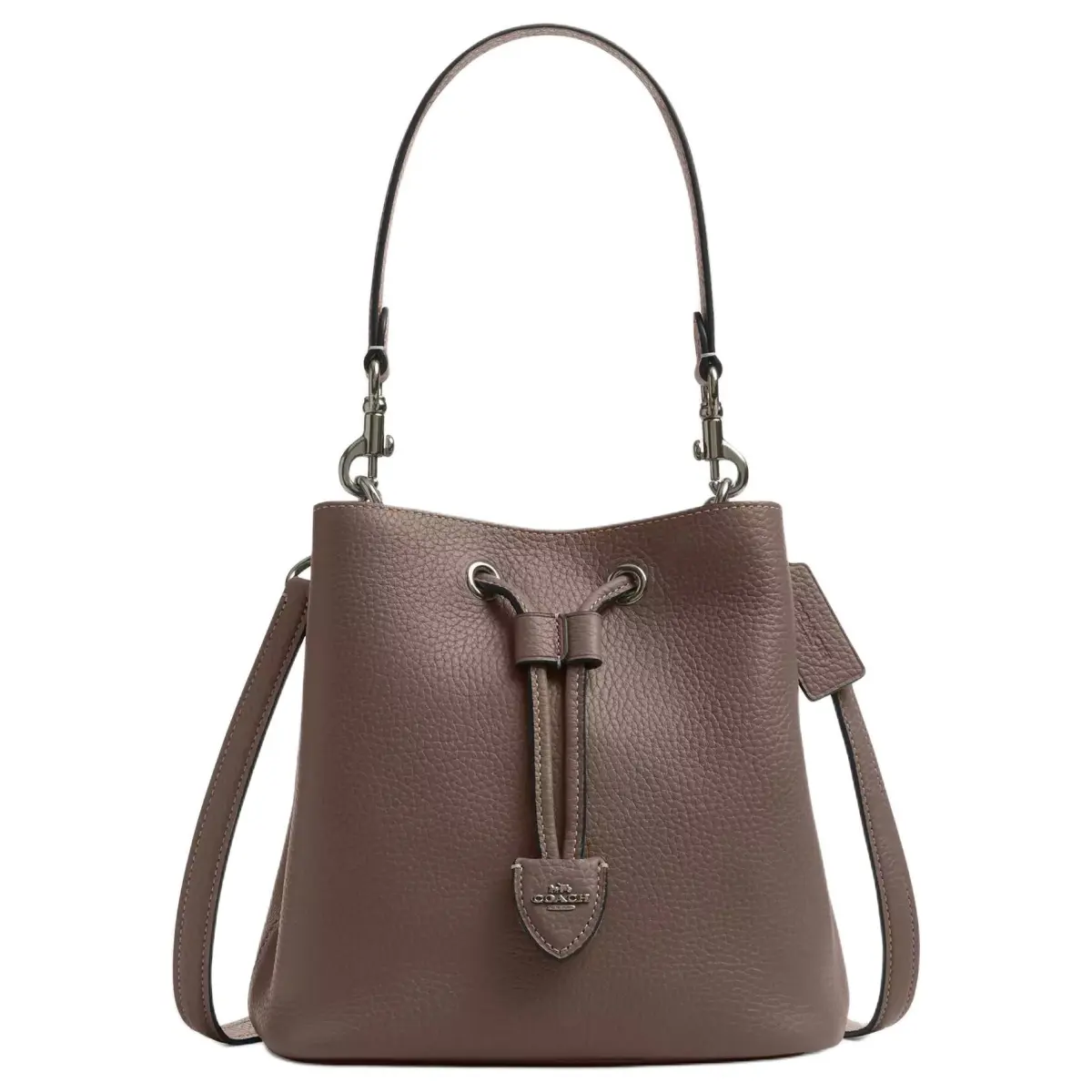 COACH Rowan Leather Handbag, Shoulder Bag Small Women's Dark Stone Color