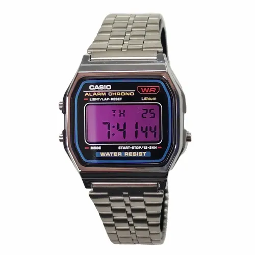 Casio, modified quartz rainbow watch strap stainless steel, men's watch, purple dial, custom-made, gradient, 10 years, quartz mechanism, Japanese and Korean