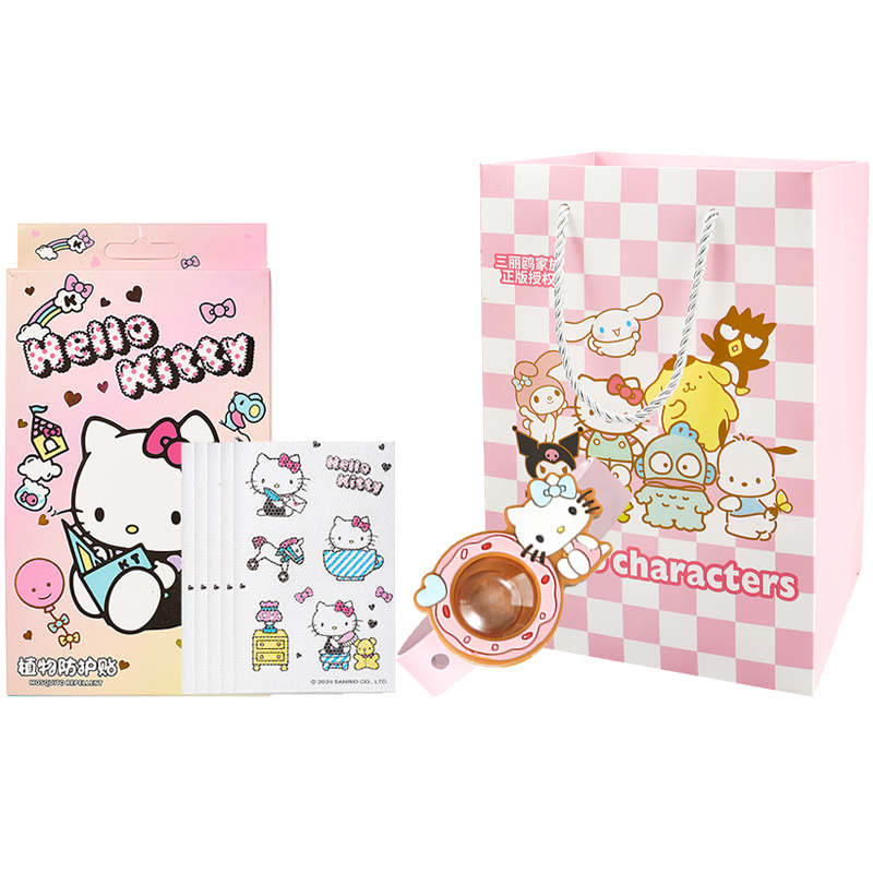 Sanrio Sanrio, hello kitty, cartoon oil, cute silicone doll, bracelet, travel mosquito repellent sticker for camping, gift box for children and adults, set, long-term effect
