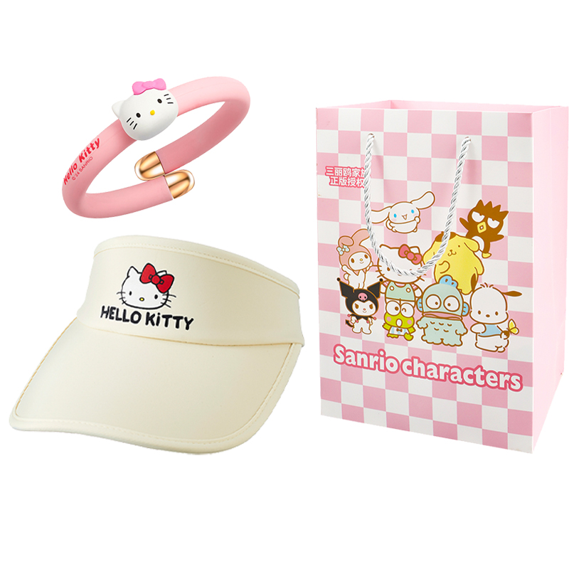 Sanrio Sanrio, hello kitty, cartoon oil, silicone doll, sun hat, mosquito repellent fluid, travel bracelet for camping, gift box for children and adults, set, long-term effect