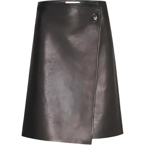 Bottega Veneta SS21 Leather Long Skirt Women's Black