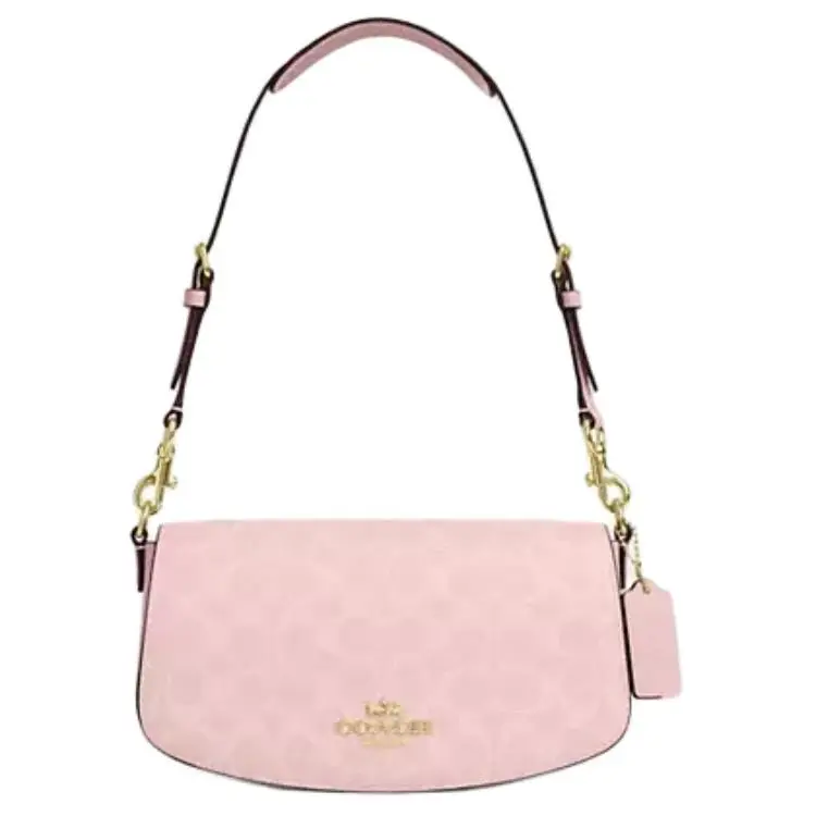 COACH Andrea Coated Canvas With Calfskin Shoulder Bag Medium Women's Pink