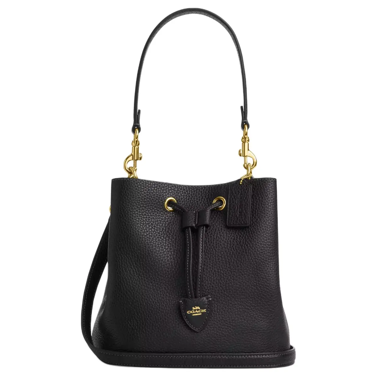COACH Rowan Leather Handbag, Shoulder Bag Small Women's Black