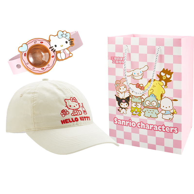 Sanrio Sanrio, hello kitty, cartoon oil, silicone doll, mosquito repellent, bracelet, travel baseball cap for camping, gift box for children and adults, set, long-term effect, pest control