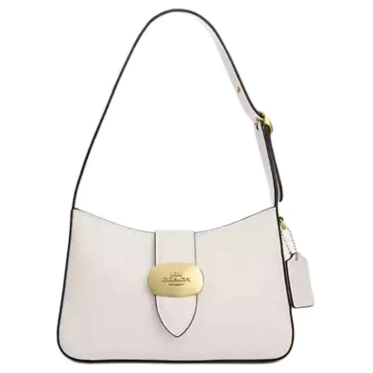 COACH Eliza Calfskin Shoulder Bag Medium Women's White