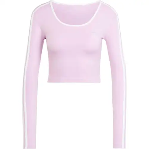 Adidas Women's Adicolor 3 Stripes Long Sleeve Crop Long Sleeve Top Light Orchid
