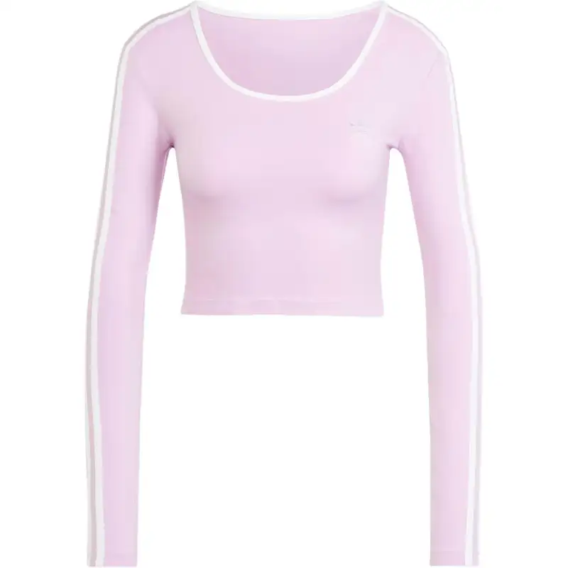 Adidas Women's Adicolor 3 Stripes Long Sleeve Crop Long Sleeve Top Light Orchid