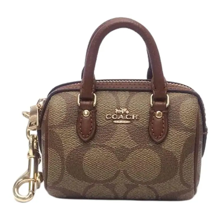 COACH Rowan Leather Bag Accessory Mini Women's Khaki