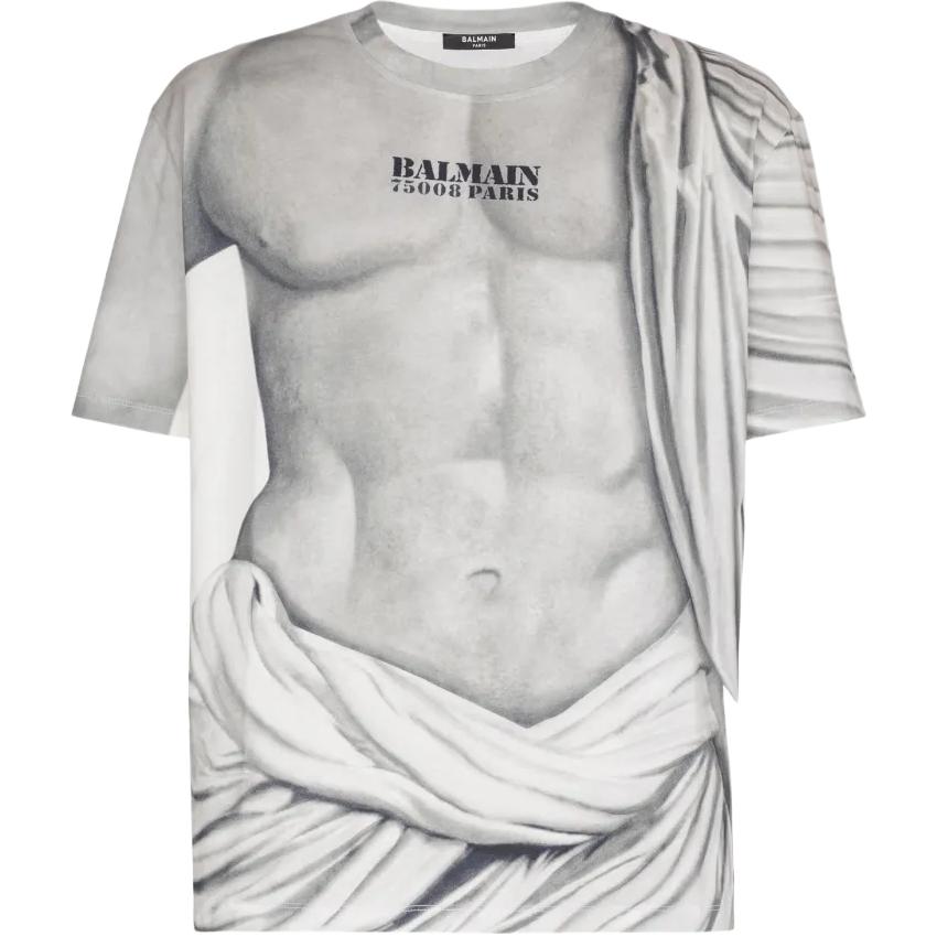Мужская футболка BALMAIN Logo (светло-серая)