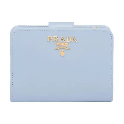 PRADA Saffiano Leather Wallet Women's Light Blue