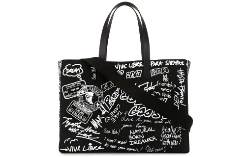 Golden Goose Printed Pattern Leather Shoulder Bag Women's Black