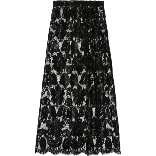 【Previous Season】crystal-embellished floral-lace skirt