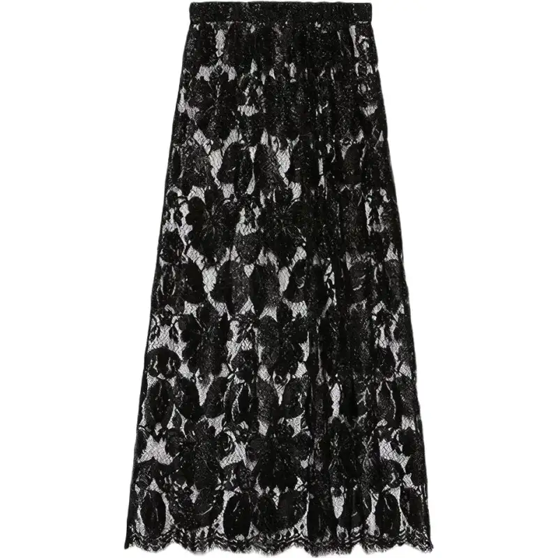 【Previous Season】crystal-embellished floral-lace skirt