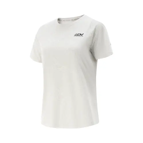 Li Ning Running Collection T Shirt Women's White Birch Gray Full Coverage Print
