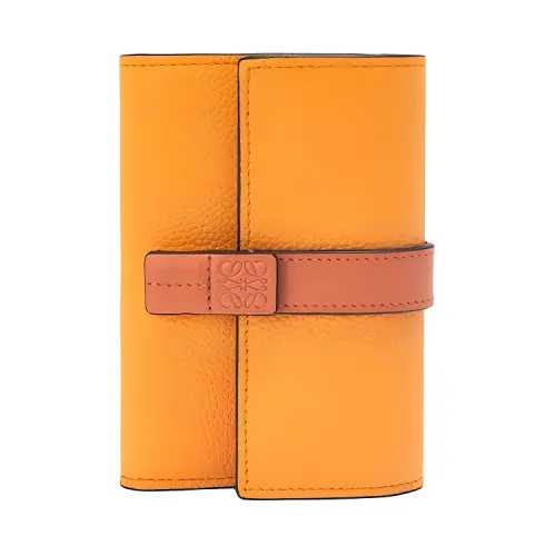 LOEWE Grain Calfskin Wallet Small Women's Orange Yellow