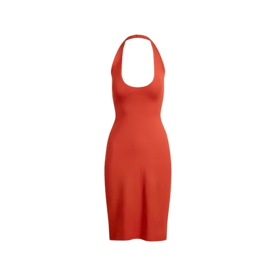 Skims SS25 SMOOTH LAYERS PLUNGE HALTER MIDI DRESS Slip Dress Women's