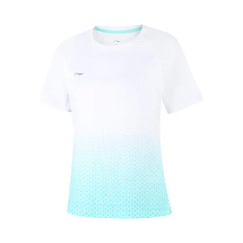 Li Ning T Shirt Women's Standard White/Island Blue